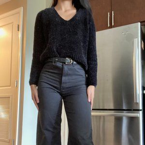 Target V-Neck Black Chenille Sweater